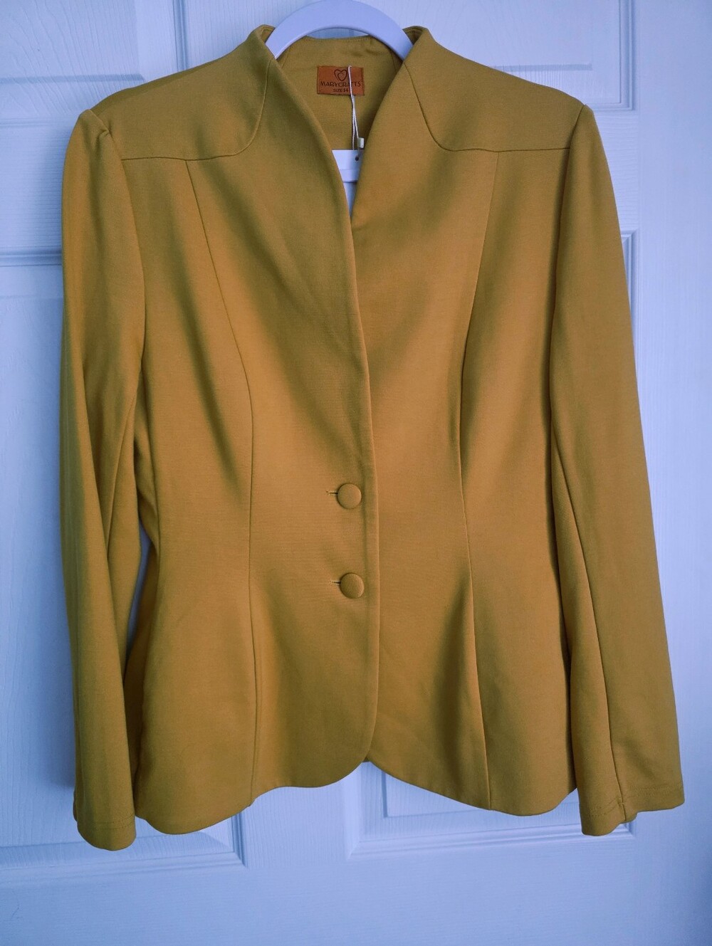 Marycrafts Mustard Yellow Stand Up Collar Business Blazer 14 NWT